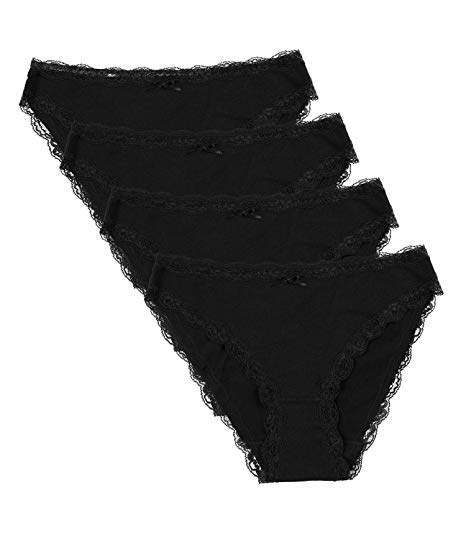 ATTRACO Women's Cotton Bikini Panties Cozy Underwear Low-Rise Panties 4 Pack