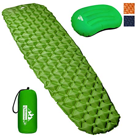 Outdoorsman Lab Camping Sleeping Pad | Ultralight Inflatable Camping Mat Pad for Backpacking & Hiking | Durable Insulated Sleeping Mat, Compact Carrying Bag and Repair Kit