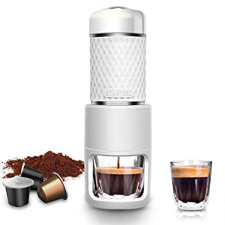 STARESSO Portable Espresso Maker, Upgraded 20 Bar Manual Espresso Machine for Capsule & Ground Coffee, Reddot Award Winner, Perfect Gifts for Coffee Lovers Camping Travel Kitchen Office