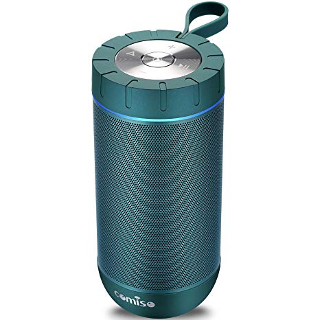 COMISO Waterproof Bluetooth Speakers Outdoor Wireless Portable Speaker with 24 Hours Playtime Superior Sound for Camping, Beach, Sports, Pool Party, Shower (Teal)