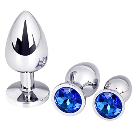Bestimulus 3 PCS Set Mini Butt Anal Plug Toys Alloy Crystal Jewelry Sex Toys Adult Sex Products(Blue)