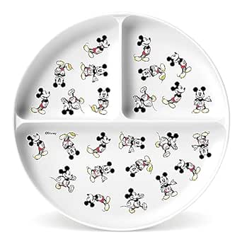 Simple Modern Disney Silicone Plate for Baby and Toddler | Divided and Microwave Safe Plates for Kids | Parker Collection | Mickey Mouse Retro