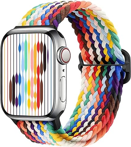 Stretchy Braided Solo Loop Band Compatible with Apple Watch Bands 38mm 40mm 41mm 42mm 44mm 45mm 49mm for Men Women Adjustable Elastic Soft Strap Sport Wristbands for iWatch Series 7 6 5 4 3 2 1 SE