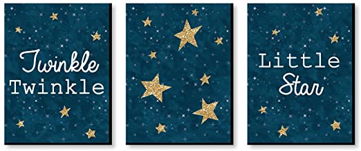 Big Dot of Happiness Twinkle Twinkle Little Star - Baby Boy Nursery Wall Art and Kids Room Decorations - Gift Ideas - 7.5 x 10 inches - Set of 3 Prints