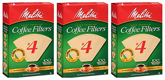 Melitta Cone Coffee Filters, Natural Brown #4, 300 Count (Pack Of 3)