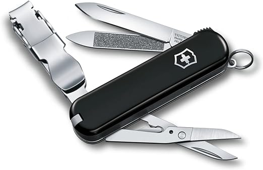 Victorinox Nailclip 580, Swiss Made, 8 Functions, Nail File, Nail Clipper, Blade, Scissors, Black