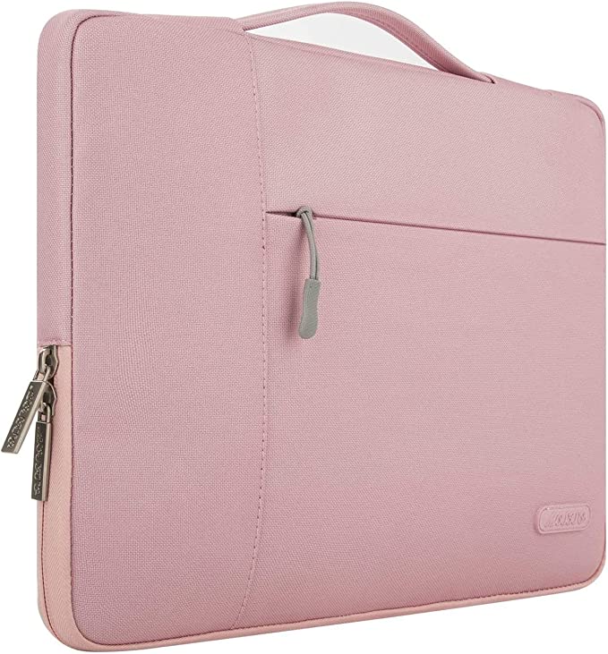 MOSISO Laptop Sleeve Compatible with MacBook Pro 16 inch 2021 2022 M1 Pro/Max A2485/2019-2020 A2141/Pro Retina 15 A1398, 15-15.6 inch Notebook, Polyester Multifunctional Briefcase Bag, Pink