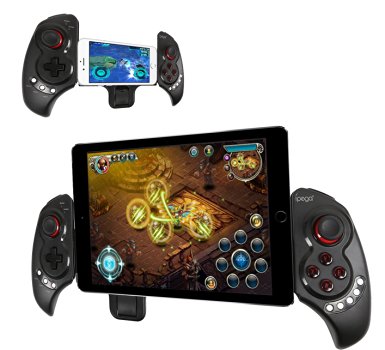 iPega Newest Extendable gamepad Game Controller Portable Bluetooth Wireless Gamepad Joystick Control for Android Samsung Galaxy Note 3 S5 HTC Sony Xperia LG and iOS iPhone 6 5S 5C 5 iPad 5 4 iPod, Supports Up to 10" Smartphone or Tablet PC