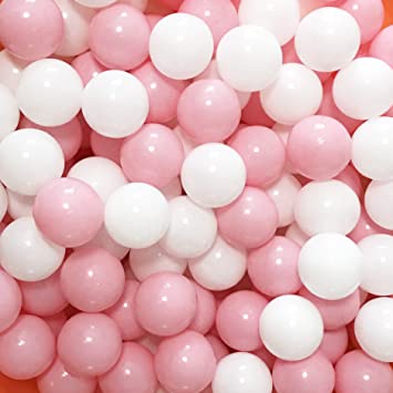 MoonxHome Pit Balls Crush Proof Plastic Children's Toy Balls Macaron Ocean Balls 2.15 Inch Pack of 400 White&Pink