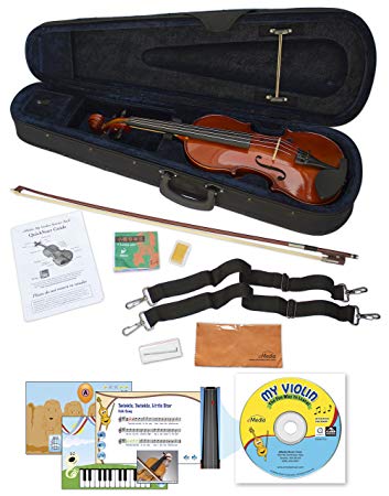 eMedia My Violin Starter Pack for Kids - 1/8 Size Violin (5 Sizes Available) - Includes Violin Lesson Software, Case, Bow, Chalk, Rosin, Straps, Polishing Cloth, and Strings (EV05161)