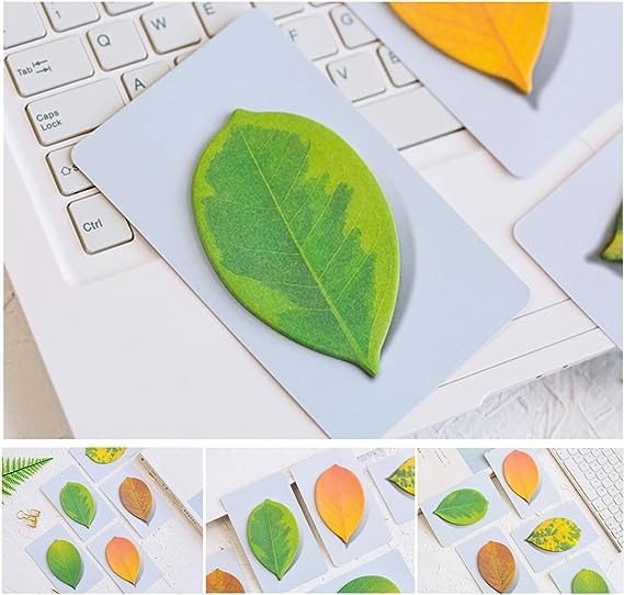 10Pcs Cute Stickey Notes Leaf Shape, Fun Post It Notes, Aesthetic Sticky Notes for Home School Office Green