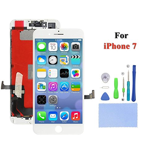 White iPhone 7 LCD Screen Replacement For LCD Touch Screen Digitizer Frame Assembly Set With Free Tools Kit