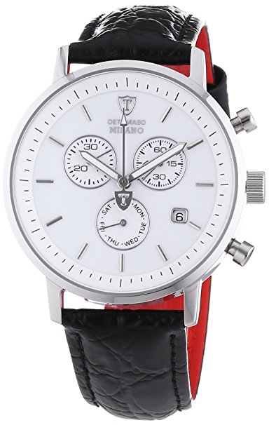 DETOMASO Men's DT1052-E MILANO Chronograph Classic weiss/schwarz Analog Display Swiss Quartz White Watch