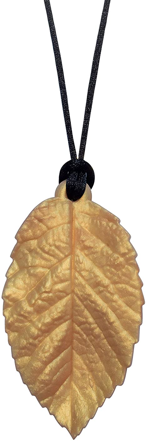 Munchables Chewable Leaf Necklace - Sensory Chew Necklace for Girls (Gold)