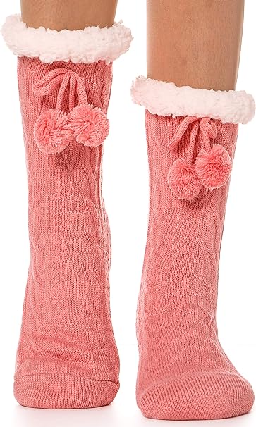 EBMORE Slipper Fuzzy Socks for Women Fluffy Cozy Cabin Winter Warm Soft Fleece Comfy Thick Socks with Grips