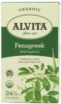 Alvita Organic Herbal Supplement, Fenugreek, 24 Tea Bags