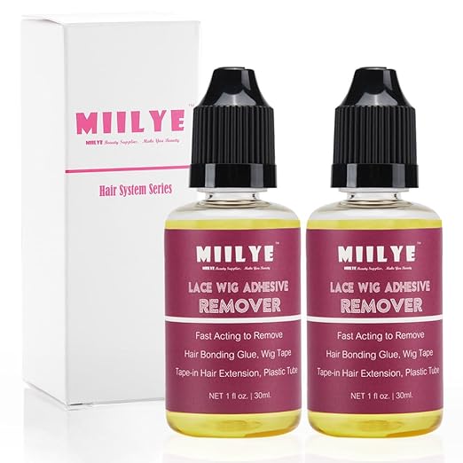 MIILYE Wig Glue Remover x 2 Bottles, Tape in Hair Extensions Remover |Solvent for Adhesive Residue, Lace Front Wig |Poly Hairpieces |Toupee |Cosmetic Hair Bonding Tape Removal