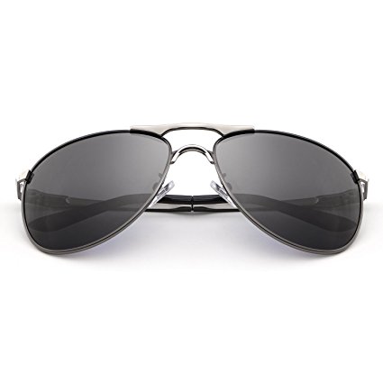 HDCRAFTER Metal Frame Mirrored Lens Sunglasses Polarized Aviators 60MM