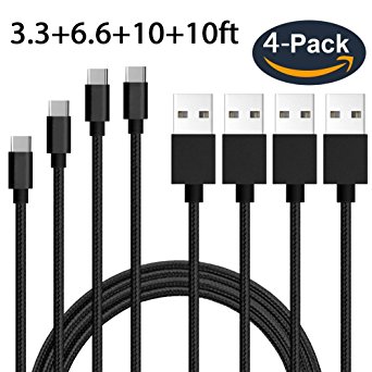 Pasnity USB Type C Cable, High Speed, for Samsung Galaxy S8, S8 , the new MacBook, Google Pixel, Nexus 6P, LG V20 G5, HTC 10 & More (4Pack 3.3ft/6.6ft/10ft/10ft)
