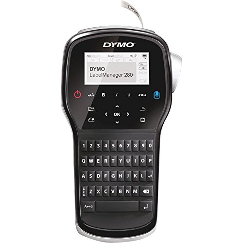 1815990 Dymo LabelManager 280 Label Maker - Tape, Label - 0.25", 0.37", 0.50" QWERTY, Underline, Auto Power Off