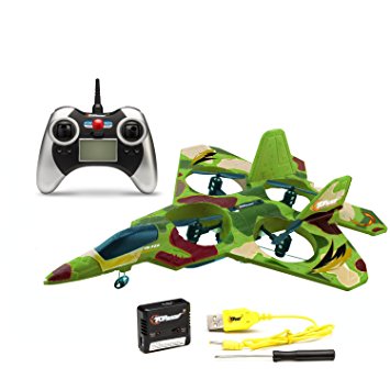 Top Race F22 Fighter Jet 4 Channel Rc Remote Control Quad Copter RTF (Green Camouflage)