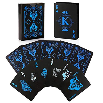 Joyoldelf Waterproof Poker Playing Cards with Wolf Pattern, Plastic PVC Cool Cards with Gift Box, Great for Magic, Cardistry and Party