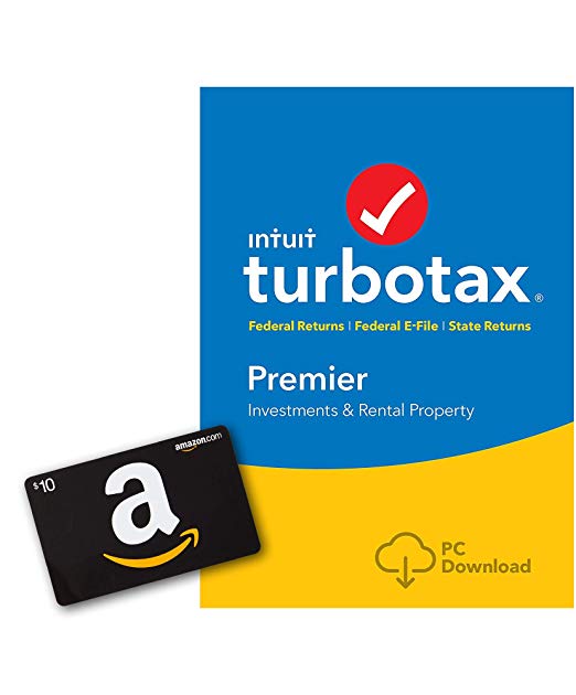 TurboTax Premier   State 2018 Tax Software [PC Download] [Amazon Exclusive] with $10 Amazon Gift Card