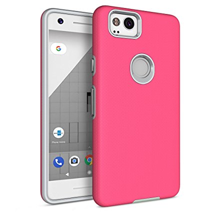 Google Pixel 2 Case, JGOO [Pink] New Hybrid Premium Dual Layer [Soft TPU Inner Sleeve] [Tough PC Shell] Anti-Slip Shock Absorption Ultimate & Protective Back Cover for Google Pixel 2 (2017 Release)