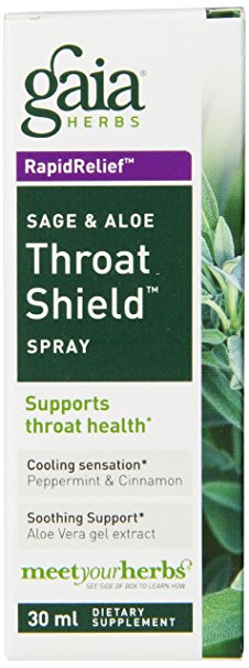 Gaia Herbs Sage and Aloe Throat Shield Spray, 1 Ounce