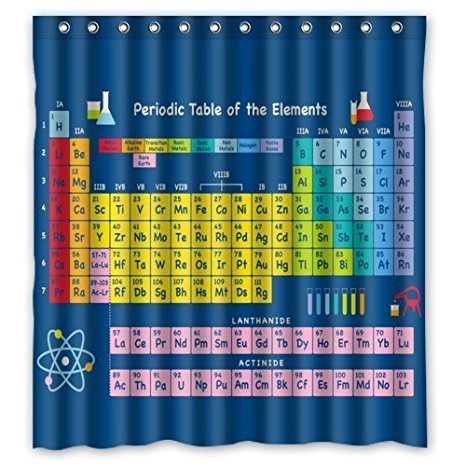 Periodic Table of Chemical Elements Waterproof Bathroom Shower Curtains Shower Rings Included - Polyester Fabric, 66(w) x 72(h) …