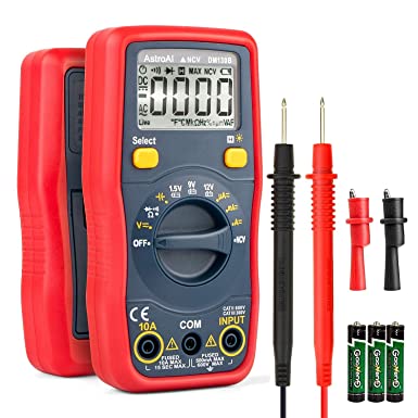 AstroAI Digital Multimeter, Voltmeter 1.5v/9v/12v Battery Voltage Tester Auto-Ranging/Ohmmeter/DMM with Non-Contact Voltage Function, Accurately Measures Voltage Current Amp Resistance Capacitance