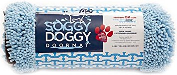 Soggy Doggy 26-Inch by 36-Inch Microfiber Chenille Doormat for Wet Dog Paws, Blue, Large
