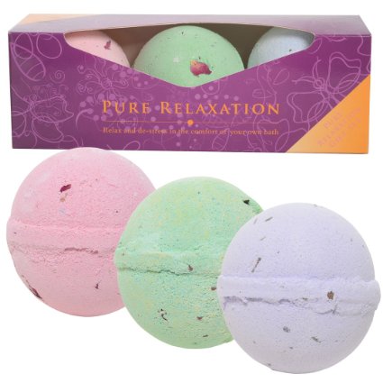 AROMATHERAPY BATH BOMBS: 'Pure Relaxation' Aromatherapy Lush Spa Bath Bomb Gift For Her. Handmade Using Top Grade Essential Oils That Have Been Blended To Create Relaxing, De-Stressing and Calming Scents.