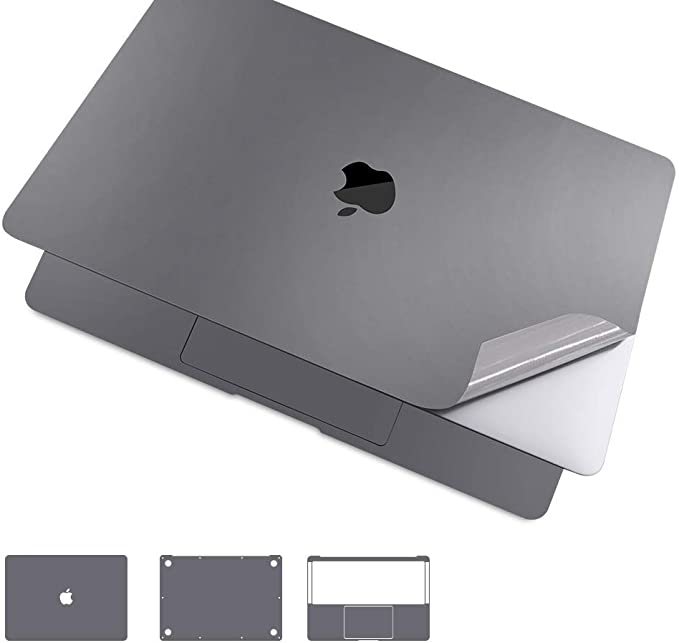 Premium 5-in-1 MacBook Full Body 3M Protective Skin Decals Stickers for MacBook Air 13" Newest 2018 Version(A1932) - Space Gray