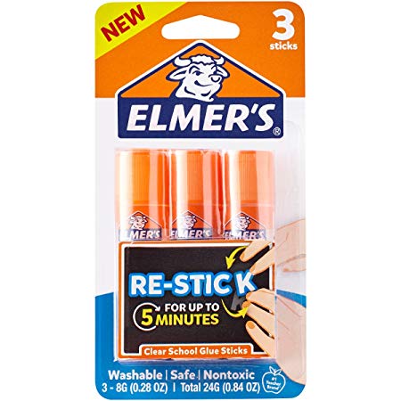 Elmer’s Re-Stick School Glue Sticks, 0.28-Ounces, 3 Count