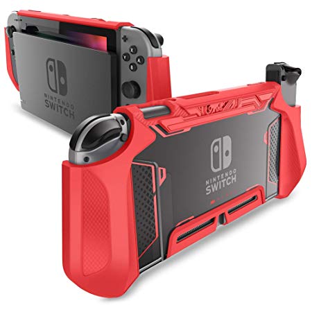 Dockable Case for Nintendo Switch - Mumba TPU Grip Protective Cover Case Compatible with Nintendo Switch Console and Joy-Con Controller (Red)