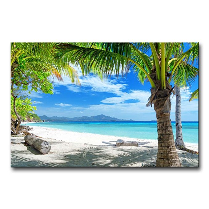 Blue Wall Art Painting Tropical Beach Coconut Tree Blue Ocean Cloud Pictures Prints On Canvas Seascape The Picture Decor Oil For Home Modern Decoration Print For Girls Bedroom