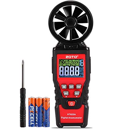 ZOTO Anemometer Handheld with LCD Color Screen, Wind Speed Meter Air Flow Meters for Measuring Wind Speed,Air Volume.MAX/MIN/AVG and Data Hold Function