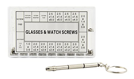 YXGOOD Eyeglass Repair Kit,1000Pcs Micro Eyeglass Sunglass Spectacles Watch Repair Tiny Stainless Steel Screws Tool Repair Kit with Screwdriver