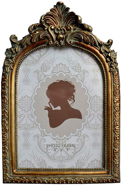 SIKOO Vintage Picture Frame Antique Table Top Wall Mounting Photo Frame for Home Decor, Bronze Gold (5x7)