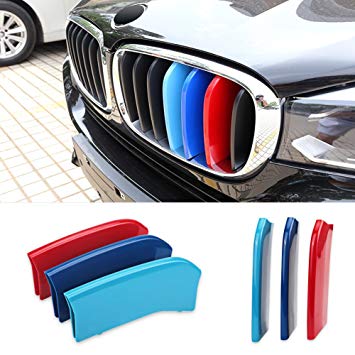 VANJING M-Colored Stripe Grille Insert Trims for BMW 2014 2015 2016 2017 2018X 5, 2015 2016 X 6 Center Kidney Grill