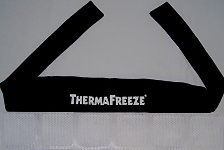 ThermaFreeze Black Ice Wraptor Ice Bandana with 6 ThermaFreeze Ice Sheet Inserts (6 x 1 cell; 15 x2.5 inch)- For Hours of Ice Cold Relief - Wear around Neck, Head, or Small Joint