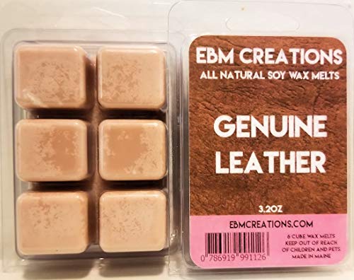 Genuine Leather - Scented All Natural Soy Wax Melts - 6 Cube Clamshell 3.2oz Highly Scented!