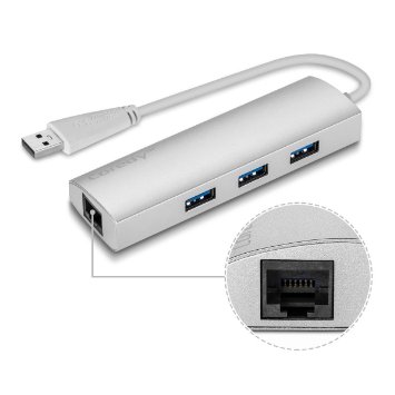 Coredy Aluminum USB 30 Hub Superspeed 3 Port with RJ45 101001000 Gigabit Ethernet Converter LAN Wired Network Adapter for MacBook Air Pro Laptop Ultrabook Chromebook Raspberry Pi Compatible Windows Mac OS X Linux CG3031