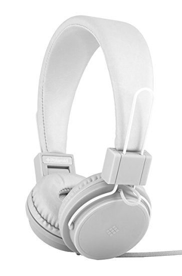 Polaroid PHP8500WH Neon Headphones with Mic, Foldable, Tangle-Proof, Compatible with All Devices, White