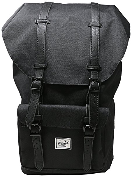 Herschel Classics Little America 25 Litre Back Pack Black Black Leather