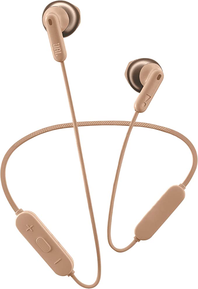 JBL TUNE 215BT - Wireless earbud headphones with Bluetooth 5.0, built-in microphone, and 16 hour battery life, in gold