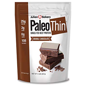 Julian Bakery® Paleo Thin® Protein Double Chocolate Powder (2lbs) (2 Carbs) (30 Servings) (Grass Fed Beef)