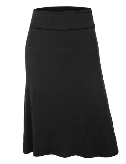 Womens Lightweight Flared Midi Skater Skirt with Stretch
