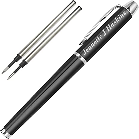 Personalized Pens,Custom Engraved Ballpoint Pen and Case,Personalized Gifts for Father,Boss,Office,Birthday and Graduation(Black Refill)-Black